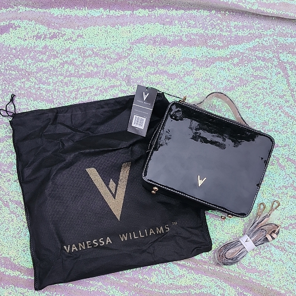 Vanessa Williams Black Patent Leather Camera Handbag NWT!!